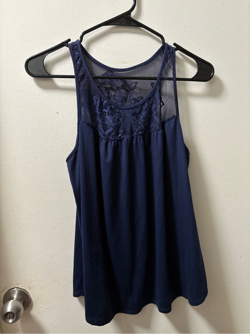 Apt. 9 Navy Lace Yoke Mesh Tank Top size M